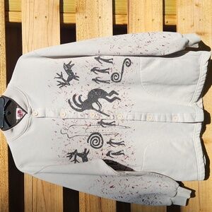 Vintage Art Unlimited Sweatshirt Aztec Cave Painting Sz L